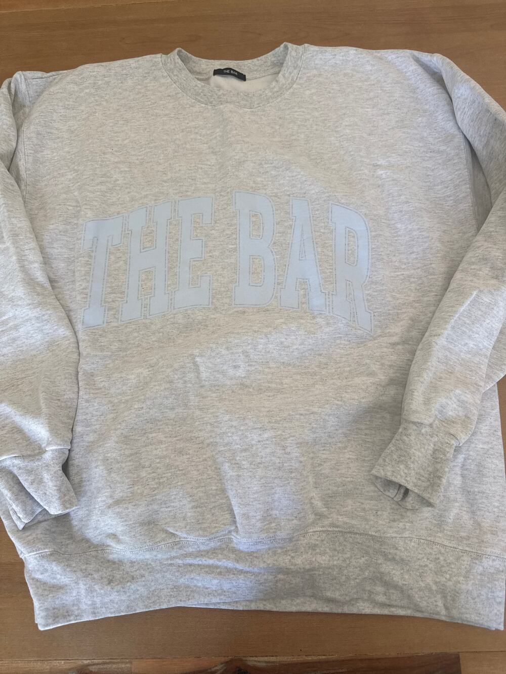 The Bar Oversized Varsity inside out Reversible Sweatshirt Iris Grey Crew Neck M